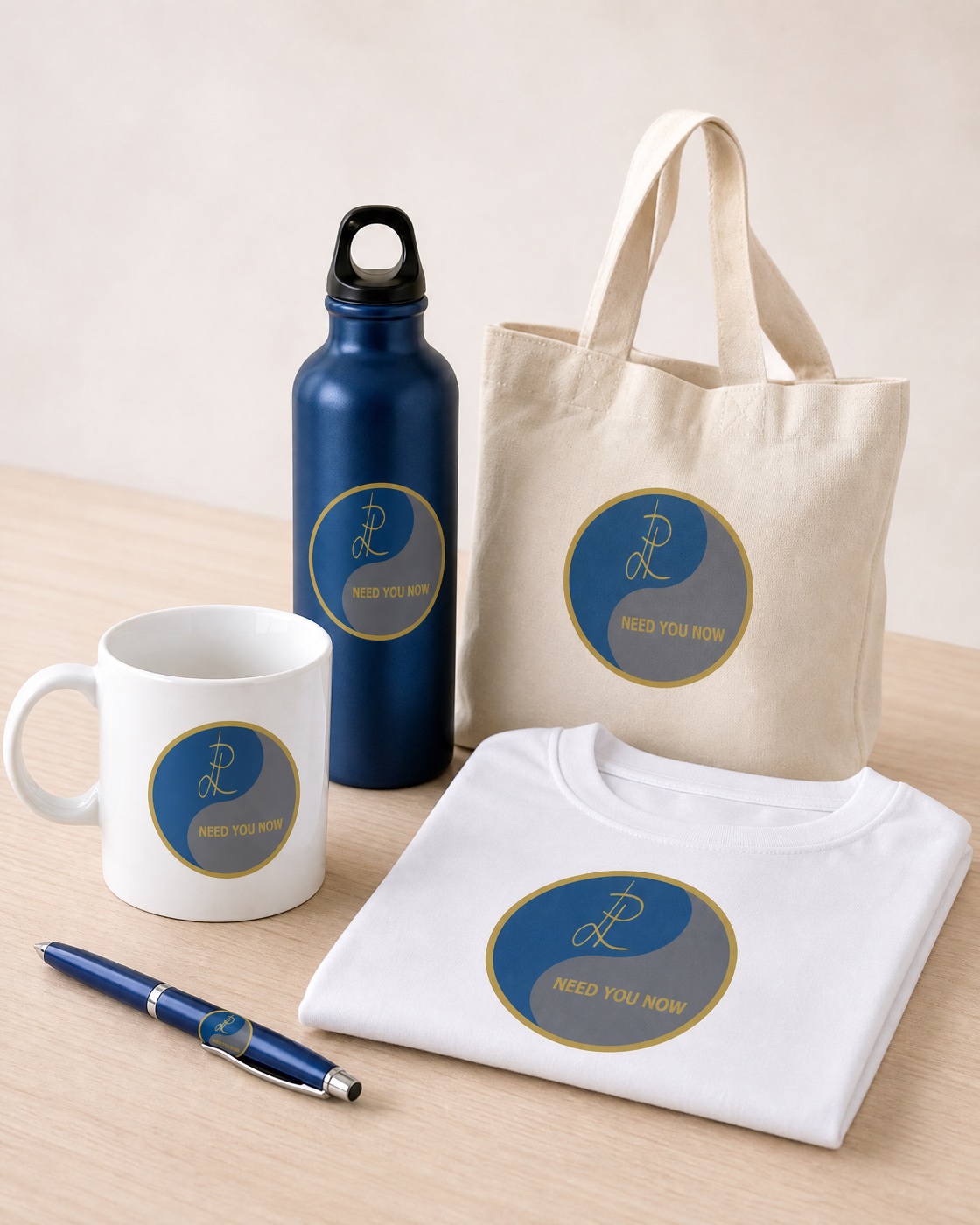 Kit completo de brindes com a marca aplicada